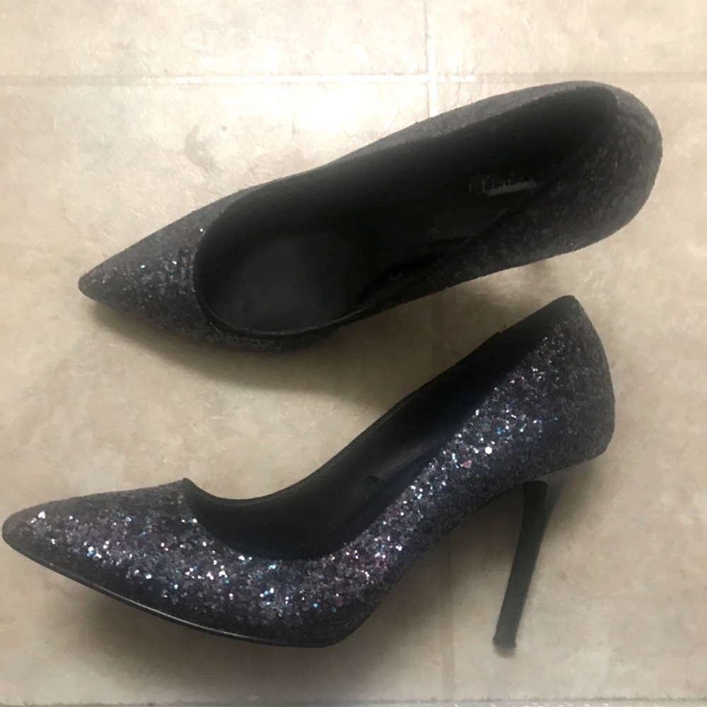 Blue glitter heels